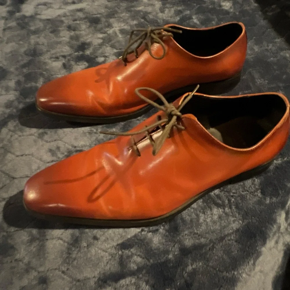 GIFENNSE Men's Brown Leather Lace-Up Oxford Dress Shoes US 10.5 D552-093A